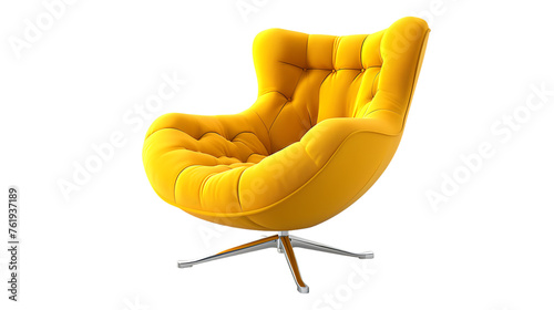 Yellow modern chair isolated on transparent background photo