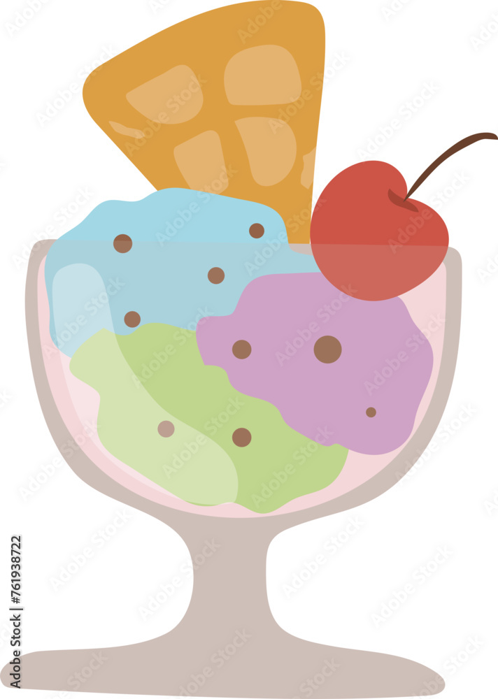 Ice cream in glass illustration