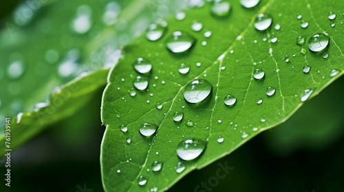 Dew drops on a green leaf, symbolizing the fragile interconnectivity of ecosystems and the importance of environmental protection