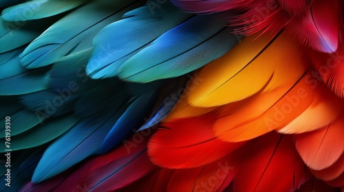 Vividly colored bird feathers, a close-up that speaks to the richness of avian species and the threat of their decline © chayantorn