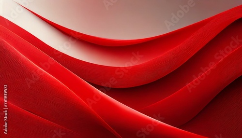 Bright red liquid paper waves abstract banner design. Elegant wavy vector background