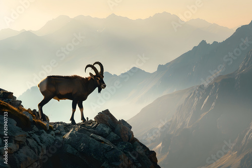 Majestic Ibex in the Wild: A Study of Strength and Survival in Nature's Grandeur © Vernon