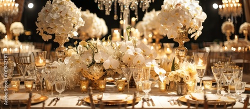 Exquisite table decorations for guests.