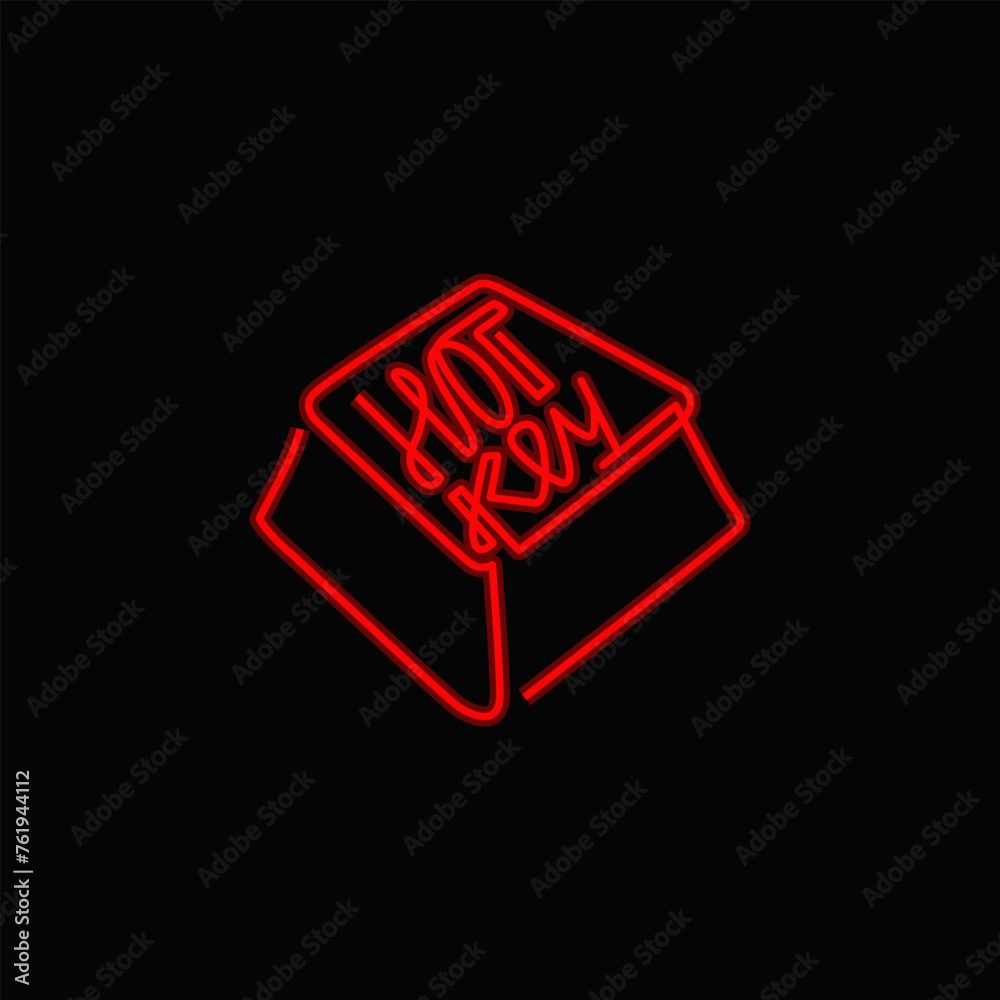 Hot key red button emblem, logo design, continuous red line drawing, tattoo, inscription, print for clothes, t-shirt, one single line on black background, isolated vector illustration Hot key red button emblem, logo design, continuous red line drawing, tattoo, inscription, print for clothes, t-shirt, one single line on black background, isolated vector illustration