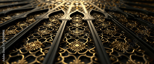 Indulge in the opulence of intricate black and gold Islamic patterns 🌟✨ A luxurious blend of tradition and elegance, perfect for a touch of sophistication! #IslamicLuxury 🕌💫 photo