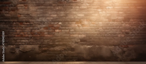 Weathered brick wall with sun rays as backdrop texture