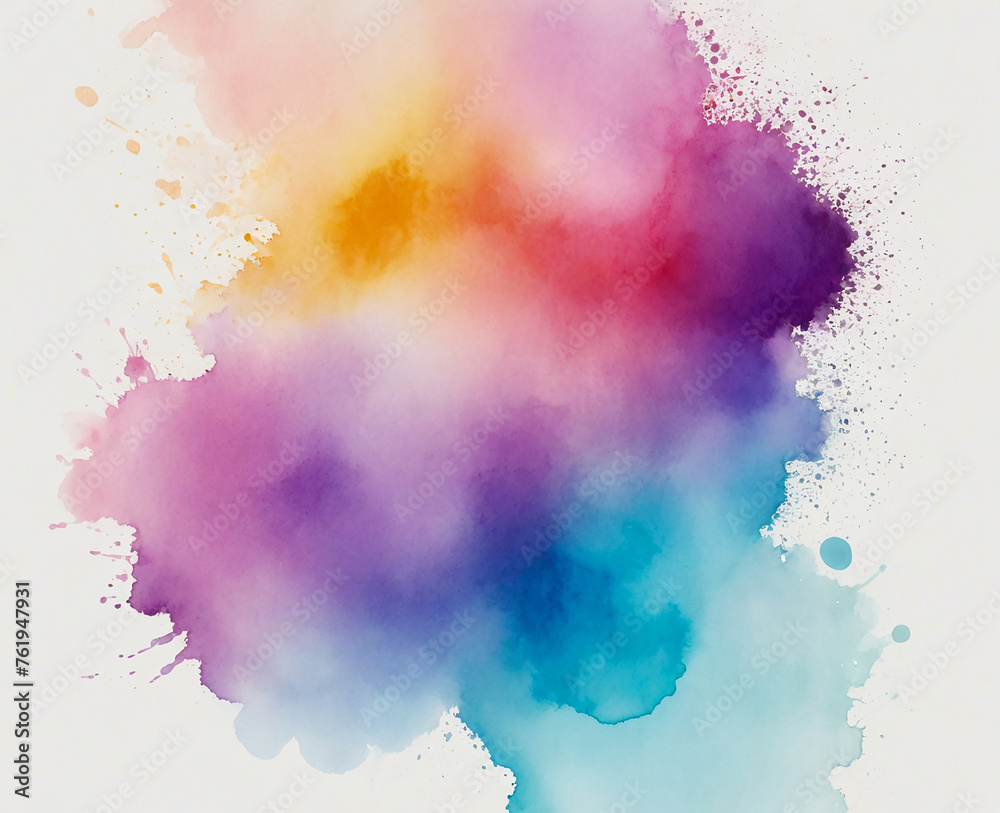 Abstract watercolor background with splashes of colorful paint