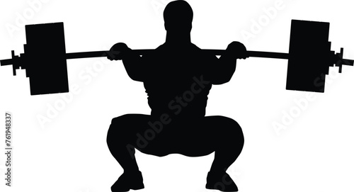 Silhouette of weightlifter illustration. Bodybuilder doing activity.