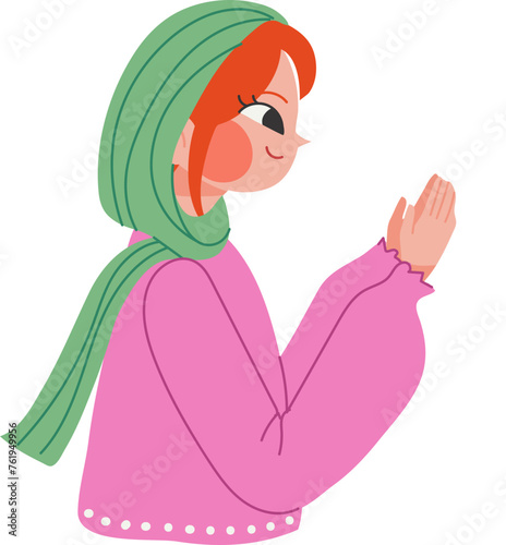 Muslim Woman Character Hijab (ID: 761949956)
