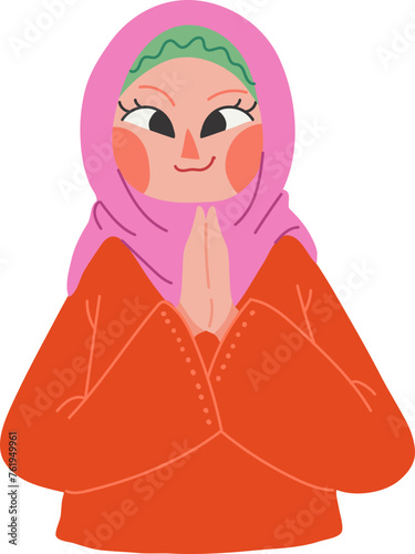 Muslim Woman Character Hijab (ID: 761949961)