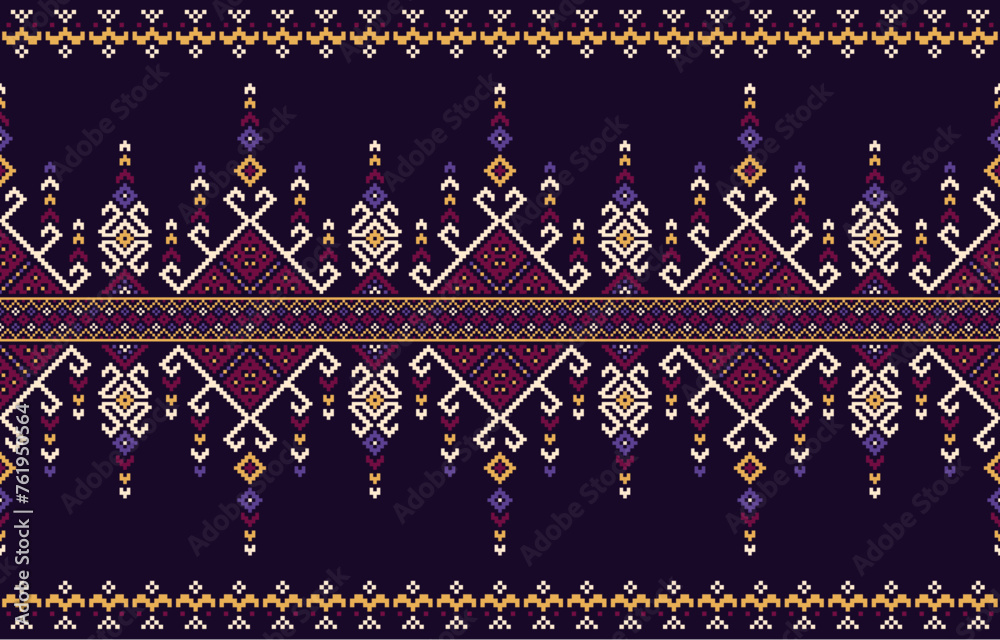 Cross stitch pattern. Ethnic patterns of geometric shapes. Design for fabric,pattern,pixel,embroidery ,motif,towel,horizontal,border,folk,retro,handcraft,abstract,batik,zigzag. Cross stitch pattern. Ethnic patterns of geometric shapes. Design for fabric,pattern,pixel,embroidery ,motif,towel,horizontal,border,folk,retro,handcraft,abstract,batik,zigzag.