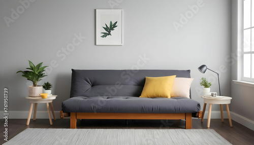 a futon bed in modern room