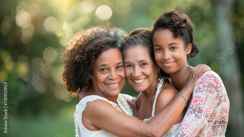 Happy grandmothers, mothers, and daughters. Three different generation family concept.