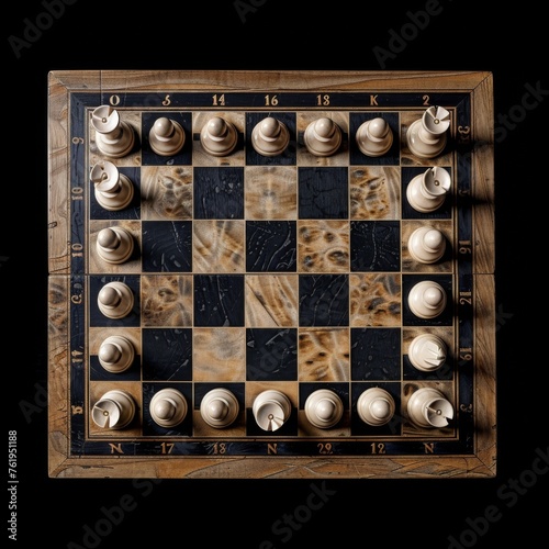 Top-Down View of a Chessboard Showcasing the Beauty of Game Strategy