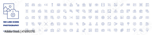 100 icons Photography collection. Thin line icon. Editable stroke. Photography icons for web and mobile app.