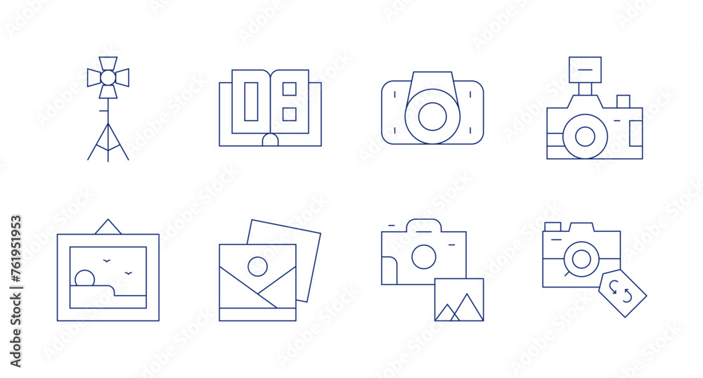 Photography icons. Editable stroke. Containing photoalbum, pictures, underwaterphotography, photography, camera.