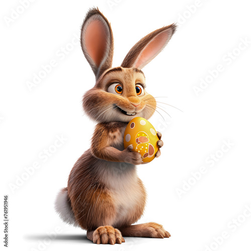 Easter bunny holding chocolate egg © Andrey Miranda