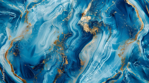 Abstract ocean- ART. Natural Luxury. Style incorporates the swirls of marble or the ripples of agate. Very beautiful blue paint with the addition of gold powder  © PX Studio