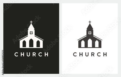 Church Building Architecture logo design. Religion, faith, belief icon or symbol