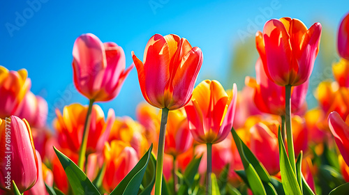 Close-up image of a tulip field.