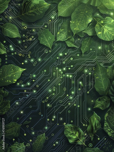 "Green Tech Innovation. Abstract Circuit Board Designs of Eco Technologies."