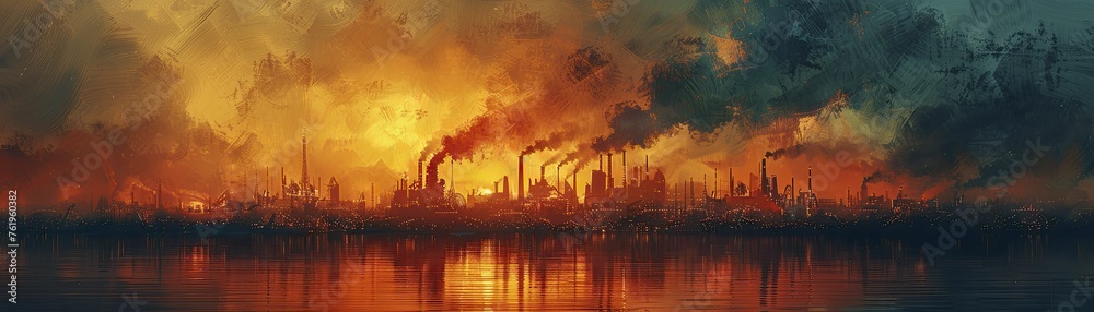 Obraz premium The Harmony of Industrial Ecology resonates with blended abstract tones in balanced systems.