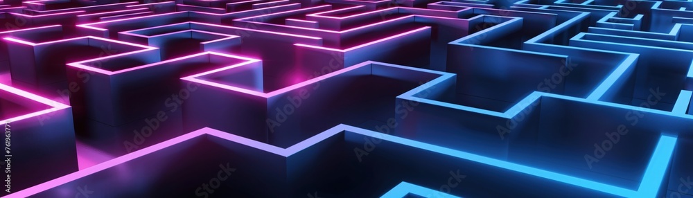 A Futuristic neon 3D maze concept A Futuristic neon 3D maze concept