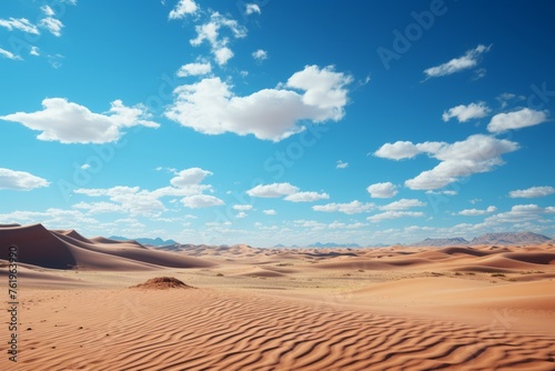 Ecoregion with sand dunes under a blue sky with cumulus clouds