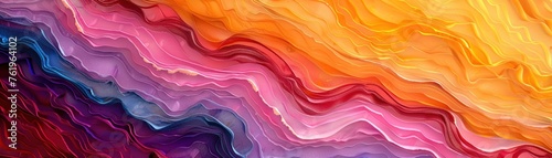 A Vibrant layered abstract background with flowing colors resembling geological strata.