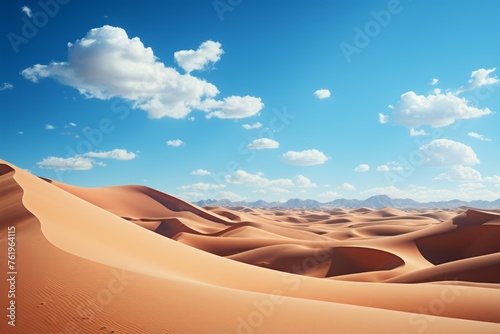 A desert ecoregion with sand dunes under a cloudy blue sky