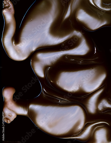 morphing form glowy and waxy avant-garde visual art, deconstruction of liquid metal with human skin 