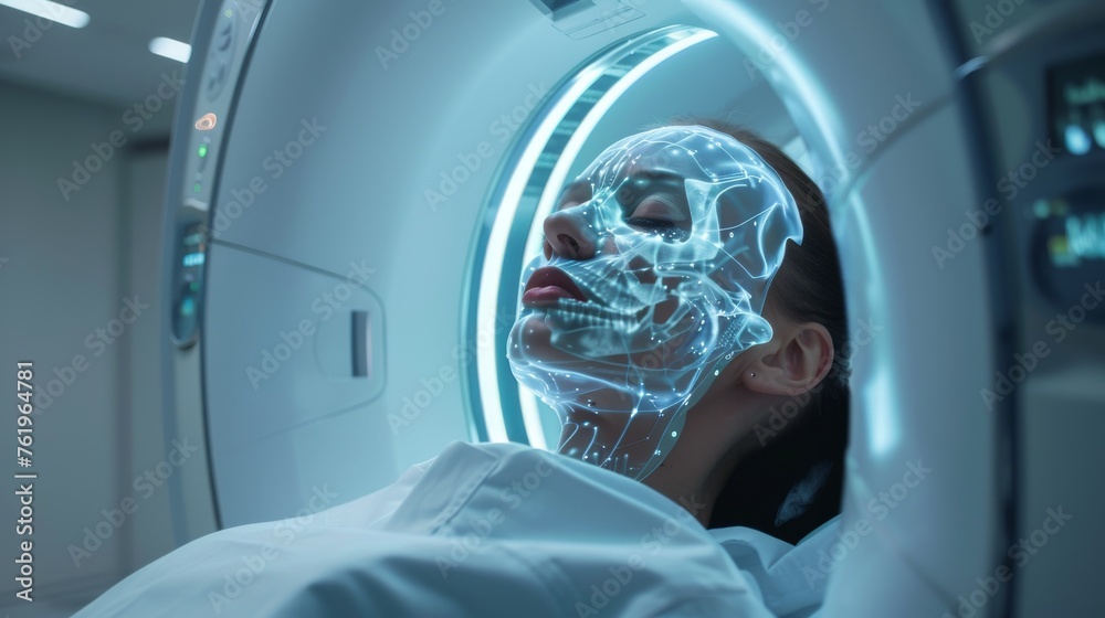 3D hospital brain scan Advanced MRI or CT scan medical diagnosis machine at hospital lab