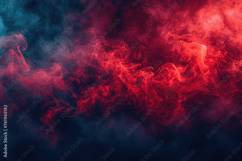 Abstract red smoke on black background. Dramatic red smoke clouds. Movement of colorful smoke. - obrazy, fototapety, plakaty 
