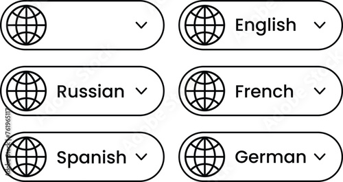 Change language button symbol collection. Vector Illustration.