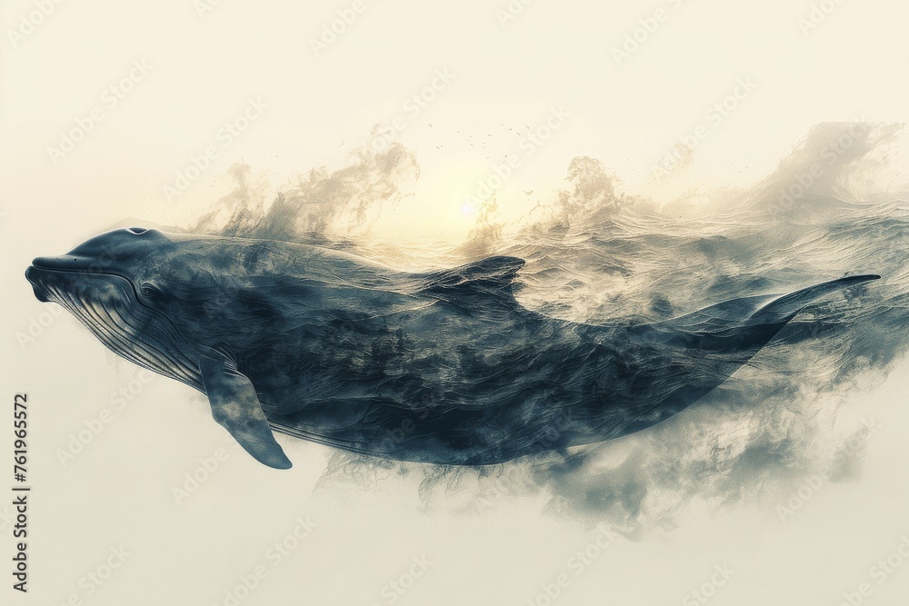 Obraz premium Humpback Whale Swimming Painting