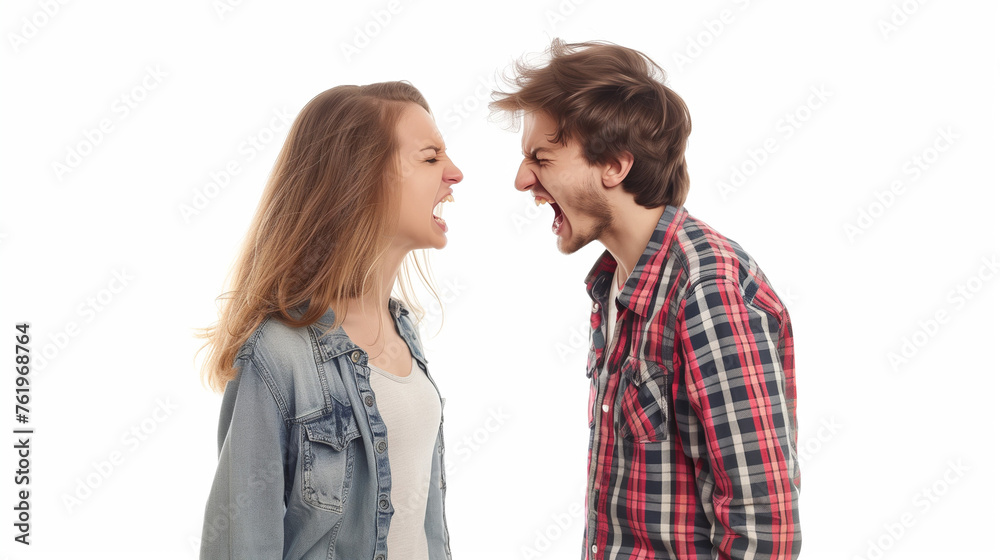 photo of angry young couple shouting at each other photo of angry young couple shouting at each other