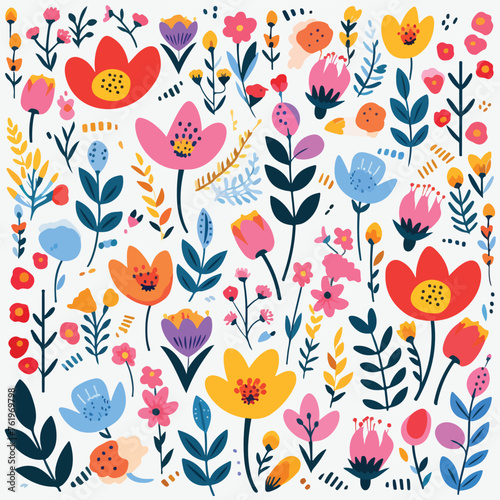 Vibrant floral pattern illustration perfect for spr © visual