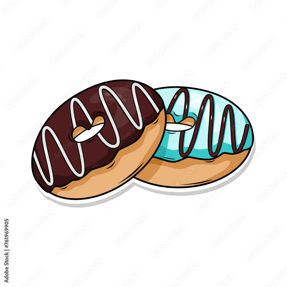Obraz premium Delicious donut vector hand draw illustration