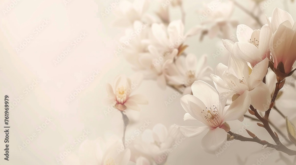 Subtle floral background, minimal aesthetics, clear white space at the center, AI Generative