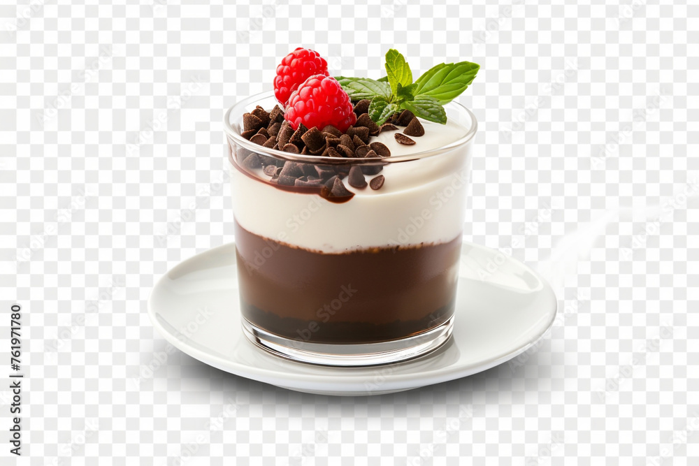 chocolate mousse with strawberry on a transparent background