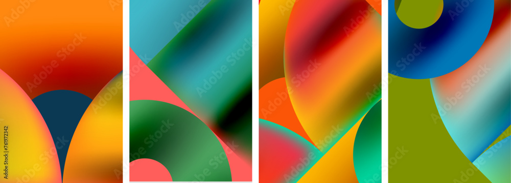 Set of colorful posters with round geometric elements and circles. Vector illustration For Wallpaper, Banner, Background, Card, Book Illustration Set of colorful posters with round geometric elements and circles. Vector illustration For Wallpaper, Banner, Background, Card, Book Illustration