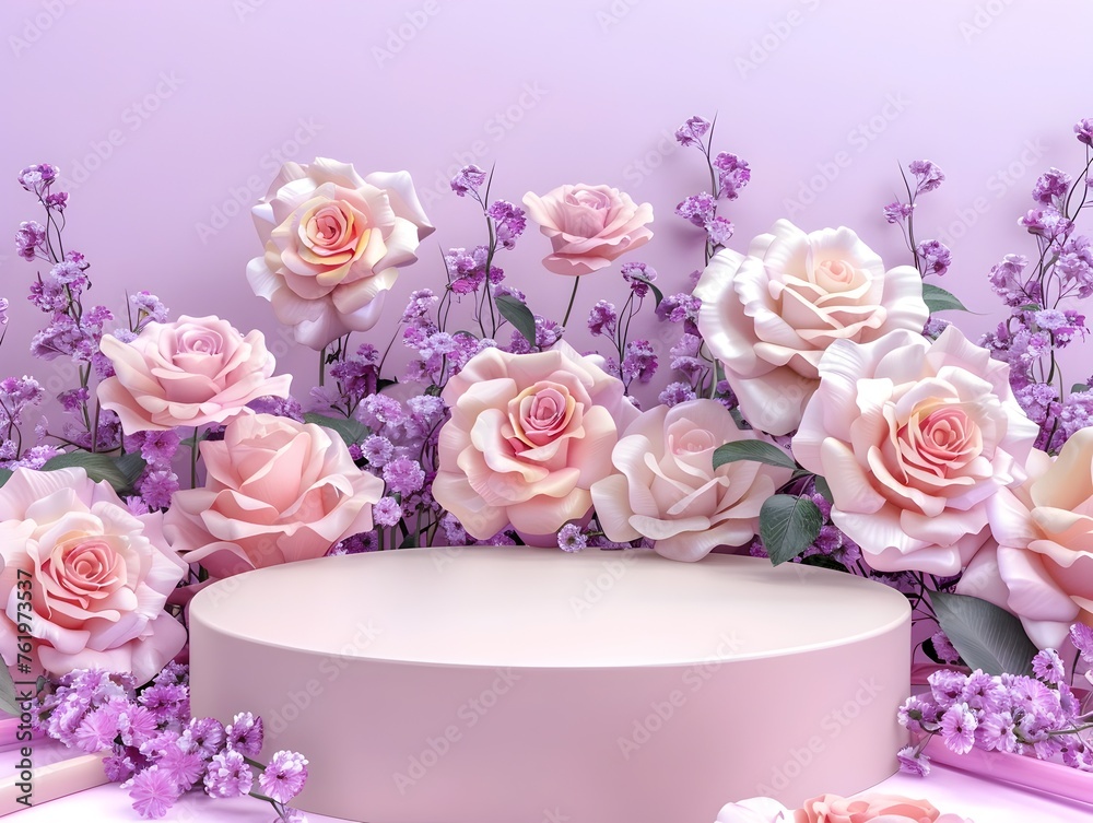 Elegant Floral Arrangement with Pastel Pink Roses and Lavender Accents Elegant Floral Arrangement with Pastel Pink Roses and Lavender Accents