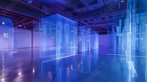 Futuristic Blue Light Installation, Perfect for Technology Themes