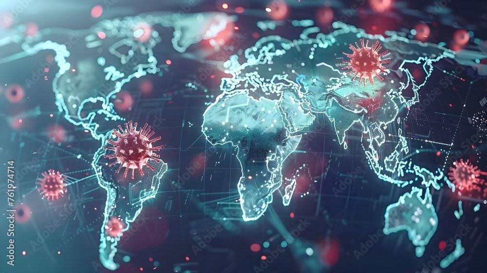Pandemic Visualization on Global Map, Suitable for Health Reports Pandemic Visualization on Global Map, Suitable for Health Reports