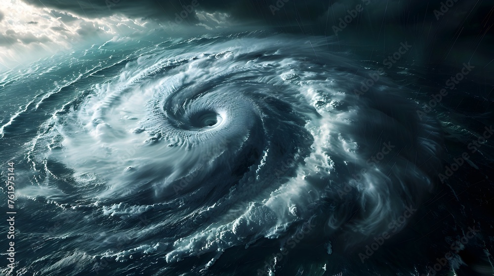 Hypnotic Swirl of a Vortex at Sea, Suitable for Themes of Power and Mystery
