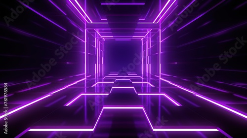 abstract modern hallway background with purple lights