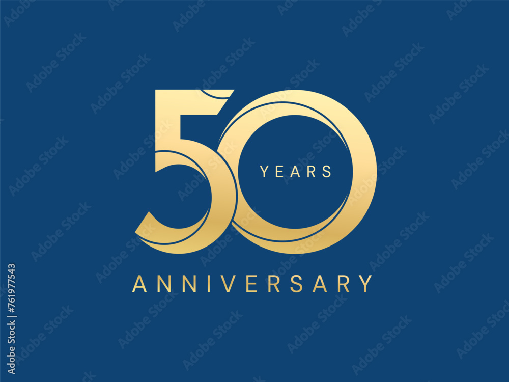 50th Anniversary with curved lines Overlapping in Shapes number luxury gold celebration logo vector design concept. Fifty Years anniversary gold logo template for celebration event, business, card. 50th Anniversary with curved lines Overlapping in Shapes number luxury gold celebration logo vector design concept. Fifty Years anniversary gold logo template for celebration event, business, card.