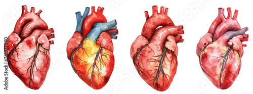 Heart human organ watercolor, PNG set