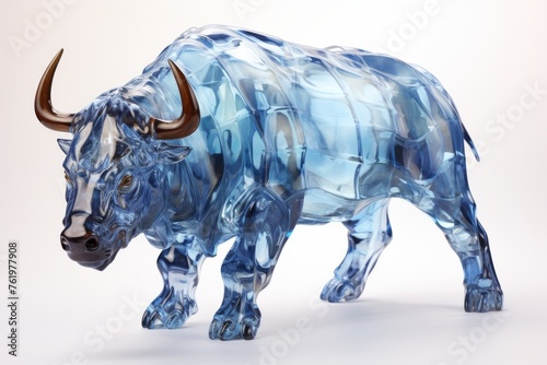 Glass Bull Sculpture With Horns