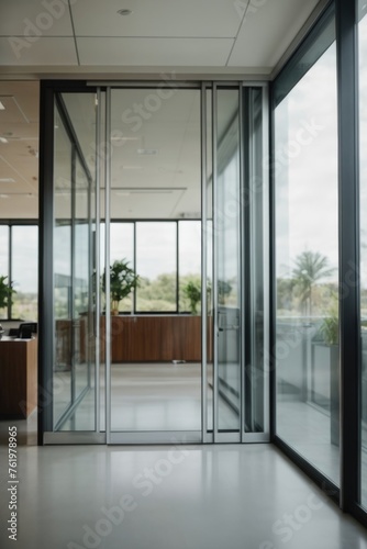 Modern Office with Sliding Glass Door 